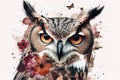 Floral Owl Sublimation Clipart isolate on white background.