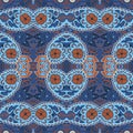 Floral and paisley design, fabric, bandana. Seamless retro pattern Royalty Free Stock Photo