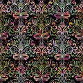Floral Paisleys Seamless Pattern. Damask Vintage Colorful Background. Ornate Wallpaper. Decorative Hand Drawn Paisley Flowers, Sw