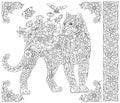 Floral panther coloring book page Royalty Free Stock Photo