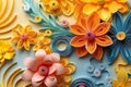 Floral paper quilling summertime Generative AI Royalty Free Stock Photo