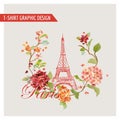 Floral Paris Graphic Design - for T-shirt, Fashion, Background