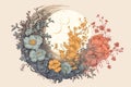 Floral and pastel colored yin yang sign abstract illustration Royalty Free Stock Photo