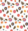 floral patches seamless pattern with marigolds patch
