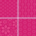 Seamless floral patterns on pink background