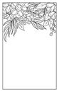 Floral pattern from abstract contour flowers and leaves. Beautiful black and white illustration Royalty Free Stock Photo
