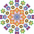 Floral pattern with amazing mandala symmetry and catching colour scheme