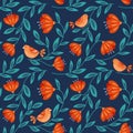 Floral pattern with birds