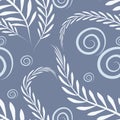 Floral pattern on a blue background - algae and bubbles