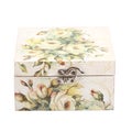 Floral pattern box decorated with decoupage paper Royalty Free Stock Photo