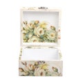 Floral pattern box decorated with decoupage paper Royalty Free Stock Photo