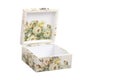 Floral pattern box decorated with decoupage paper Royalty Free Stock Photo