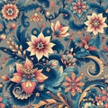 A floral pattern in cute style, flowers, unique, fantasy art, wallpaper, wallart