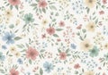 Floral pattern features a variety of stylized flowers in soft Royalty Free Stock Photo