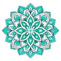 Religious Symbolism A Bold And Geometric Flower Design In Green, Blue, And White Royalty Free Stock Photo