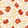 Floral pattern. Flower seamless background. Flourish ornamental fall garden texture. Orient ornament with fantastic flowers and Royalty Free Stock Photo