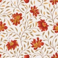 Floral pattern. Flower seamless background. Flourish ornamental fall garden texture. Orient ornament with fantastic flowers and