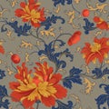Floral pattern. Flower seamless background. Flourish ornamental garden wallpaper Royalty Free Stock Photo