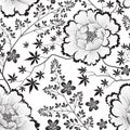 Floral pattern. Flower seamless background. Flourish ornamental garden wallpaper in retro chinese oriental style Royalty Free Stock Photo