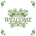 Floral pattern frame. Welcome lettering Royalty Free Stock Photo