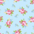 Floral pattern with garden pink roses