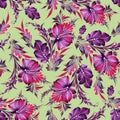 Floral pattern on green background, Petrykivka Ukraine. Bright Plant Print for your creativity, for printing on things, on fabric