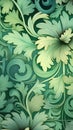 Floral pattern on green background. Vertical greeting, invitation card concept Royalty Free Stock Photo