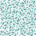 Floral pattern. Green leaves scattered on a white background, seamless background, texture Royalty Free Stock Photo