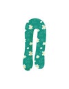Floral pattern green magnet shaped like letter N. Spring theme alphabet design with flowers and leaves. Creative and