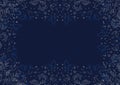 Floral pattern with grey flowers and foliage over navy blue background