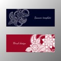 Floral pattern horizontal banner collection Royalty Free Stock Photo