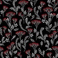 Floral pattern with leaves, berry and flowers. Ornamental herb b Royalty Free Stock Photo