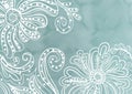 Floral pattern on a light, delicate, turquoise background.