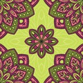 Floral pattern with mandalas. Royalty Free Stock Photo