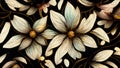 floral pattern nature artwork golden white flowers AI generated