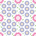 floral pattern in pink and blue colors on white background. Royalty Free Stock Photo