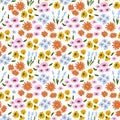 Floral pattern. Pretty flowers on white background. Printing with small colorful flowers. Ditsy print. Seamless vector texture Royalty Free Stock Photo