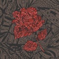 Floral Pattern with red Flower Rose