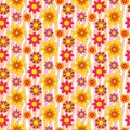 Floral pattern retro 70s style. Bright and stylish pattern with stripes and flowers.