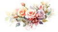 Floral pattern with roses, watercolor. illustration. Generative AI Royalty Free Stock Photo