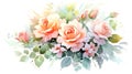 Floral pattern with roses, watercolor. illustration. Generative AI Royalty Free Stock Photo