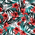 Photo collage. Floral pattern, seamless design