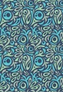 Floral pattern seamless evenly filled elements colored blue green  in vector Royalty Free Stock Photo