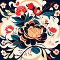 Floral pattern in the style of the 20th century. Stylized flowers. Generative AI