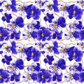 Floral pattern texture background with blue pansy flowers Royalty Free Stock Photo