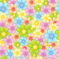 Floral pattern with tightly planted flowers, emotions, vector illustration
