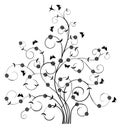 Floral Pattern Tree & Butterflies-Vector