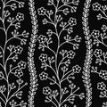 Floral pattern. Wildflowers. Seamless pattern white outline on a black background