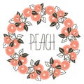 Floral pattern with wreath from peach