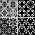 Floral patterns. Set of black and white seamless backgrounds Royalty Free Stock Photo